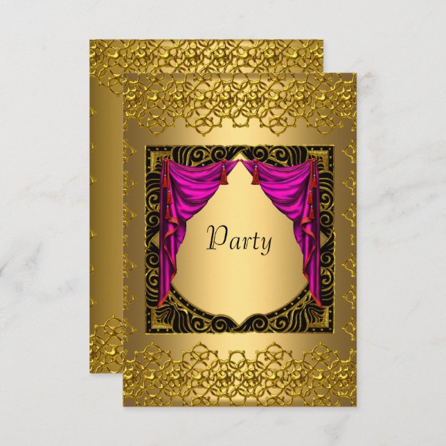Gold Pink  Party Invitation (Front/Back)