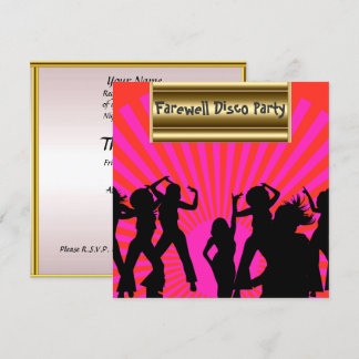 Gold pink Popular Disco Farewell Invitation