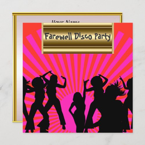 Gold pink Popular Disco Farewell Invitation
