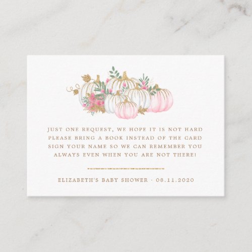 gold pink pumpkin floral baby shower enclosure card