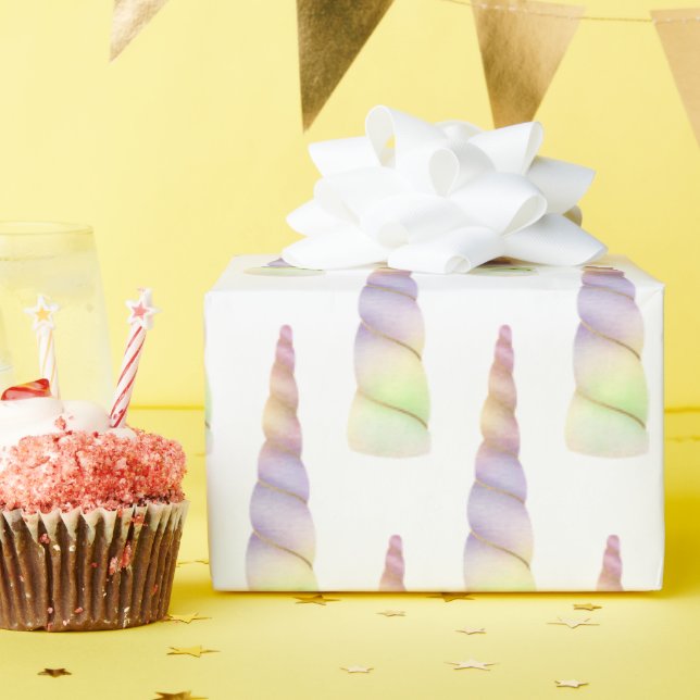 Gold Pink Purple Lime Unicorn Birthday  Wrapping Paper (Birthday Party)