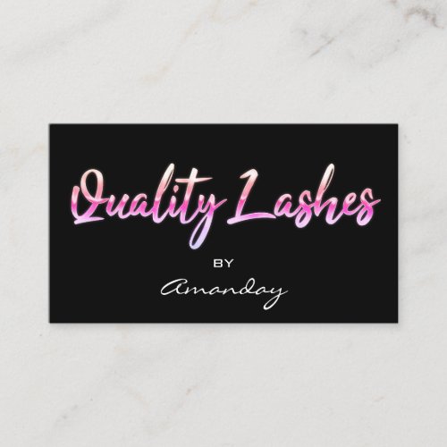 Gold Pink Quality Lashes Script QR Code Logo  Business Card