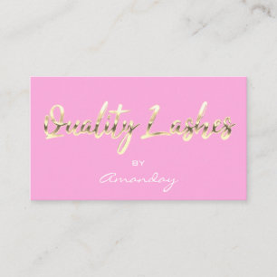 Gold Pink Quality Lashes Script QR Code Logo   Business Card
