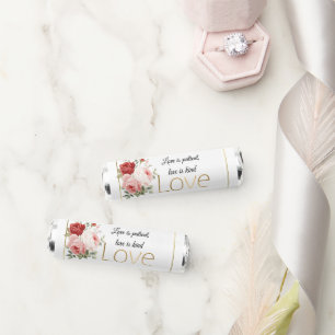 Gold Pink Red Roses Floral Gold Love Wedding Breath Savers® Mints
