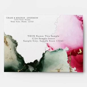 Gold Pink Sage Green 2 Watercolor Envelope