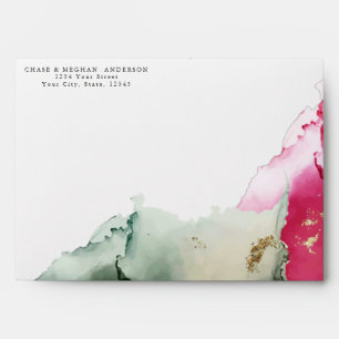 Gold Pink Sage Green 2 Watercolor Envelope