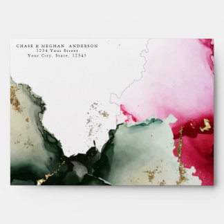 Gold Pink Sage Green Watercolor Envelope