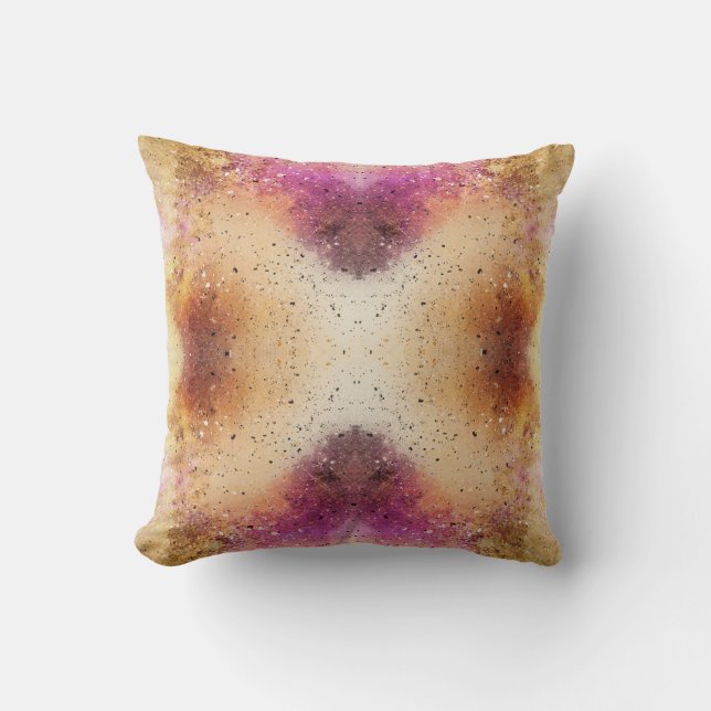 Gold Pink Sky Watercolour Throw Pillow (Front)