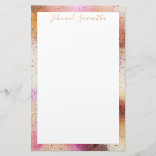 Gold Pink Sky Watercolour Wedding Stationery