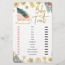 Gold Pink Sleigh Winter Baby Shower Baby Traits