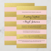 Gold Pink Stripes Custom Invitation | Zazzle