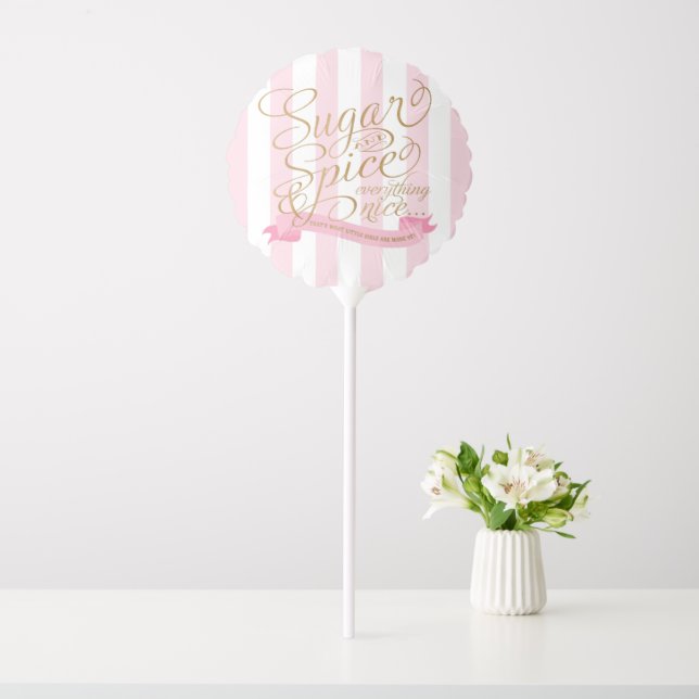 Gold Pink Stripes Sugar and Spice Party Balloon (In SItu)