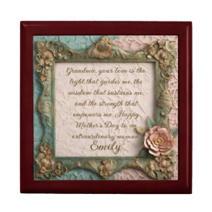 Gold Pink Verdigris Floral Lace Photo Frame Gift Box