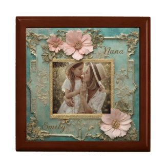 Gold Pink Verdigris Floral Lace Photo Frame Gift Box