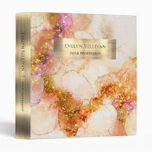 gold pink watercolor faux foil binder