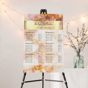 Gold Pink Watercolor Faux Foil Price List Foam Board