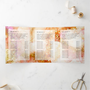 Gold Pink Watercolor Faux Foil Trifold Brochure