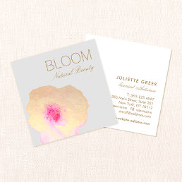 Gold Pink Watercolor Floral  Square Square Business Card