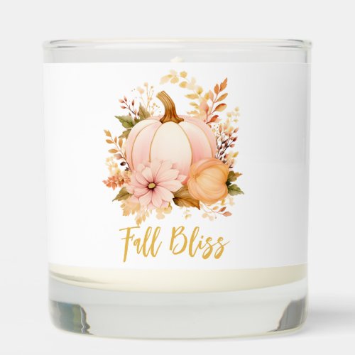 Gold Pink Watercolor Pumpkin Fall Bliss Scented Candle