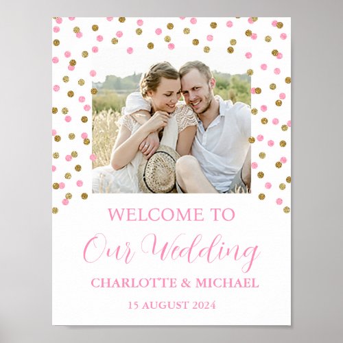 Gold Pink Wedding Welcome Custom 85x11 Photo Poster
