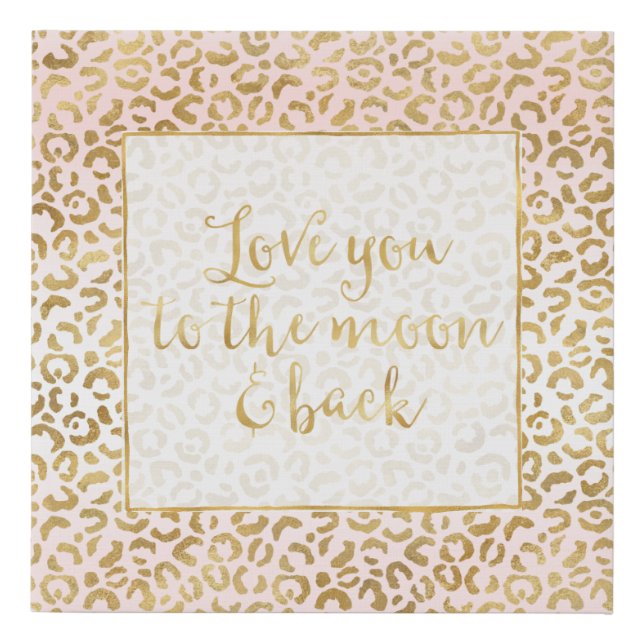 Gold Pink White Leopard Print Moon and Back   (Front)