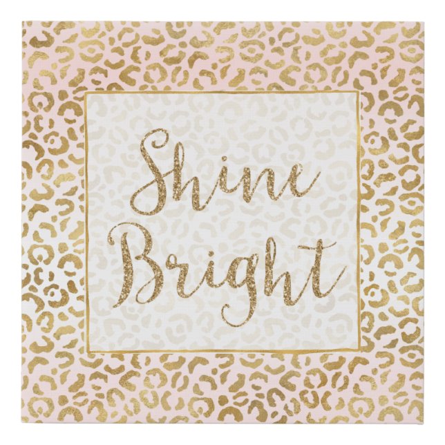 Gold Pink White Leopard Print Shine Bright Glitter (Front)
