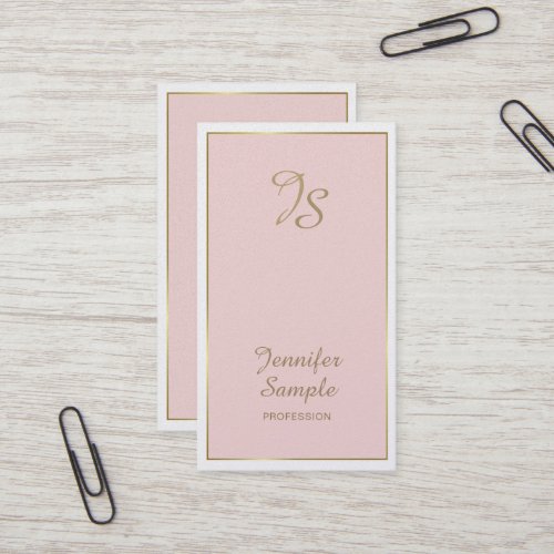 Gold Pink White Modern Monogram Trendy Luxury Business Card