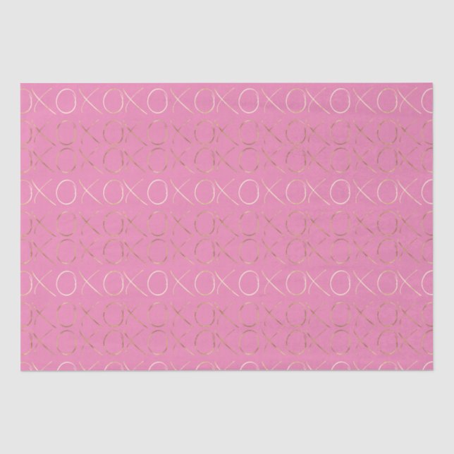 Gold Pink XOXO Valentine's Day Tissue Paper (Front)