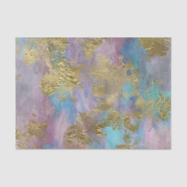 Gold, Pinks and Blues Fine Decoupage Paper (Front)