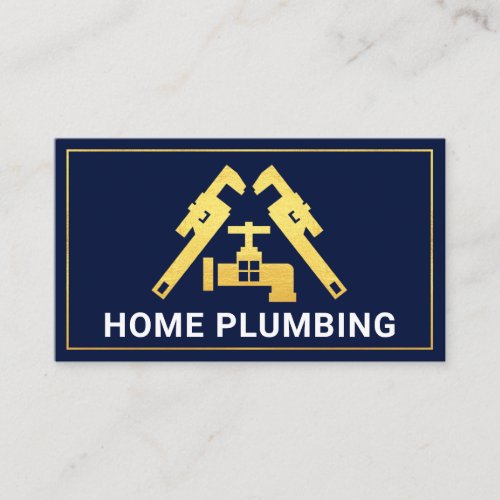 Gold Pipe Wrench Faucet Plumbing Business Card