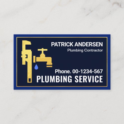 Gold Pipe Wrench Leaking Faucet Business Card