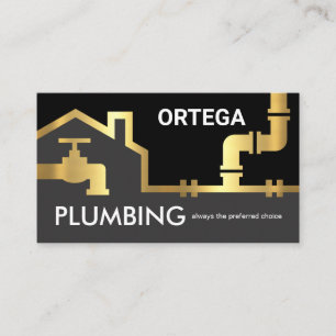 Gold Pipes Building Frame Plumber Service Business Card