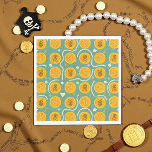 Gold Pirate Coins and Pearls Pattern Napkins