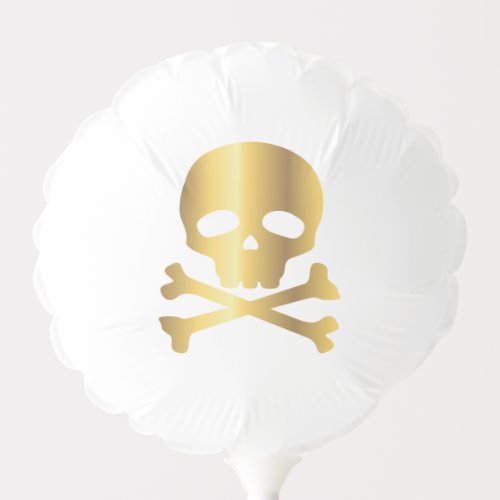 Gold Pirate Skull on White Background Balloon