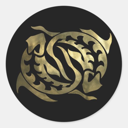 Gold Pisces Fish Classic Round Sticker