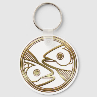 Gold Pisces Zodiac Fish Astrology Sign Keychain