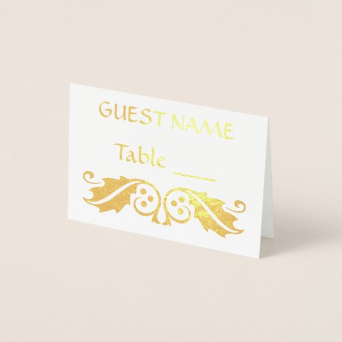 Gold Place Name Cards with Holly Leaves