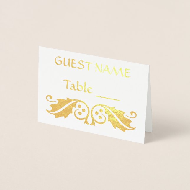 Gold Place Name Cards with Holly Leaves (Front)