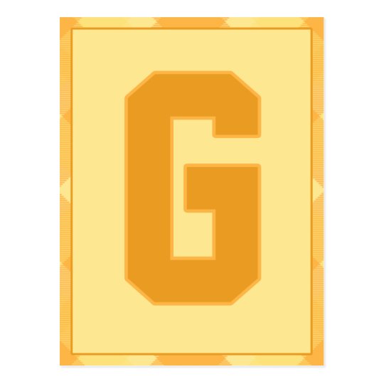 Gold Plaid Letter "G" Typography Banner Card