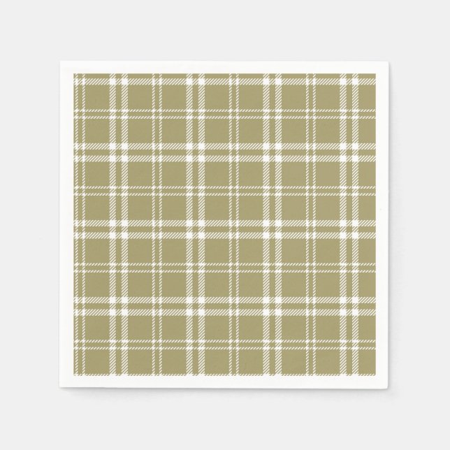 Gold Plaid Paper Napkins (Front)