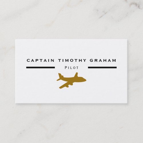 Gold Plane Icon Flight Steward  Pilot Business Card