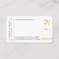 Gold Plane Ticket Boarding Pass Place Escort Card