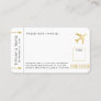Gold Plane Ticket Boarding Pass Place Escort Card