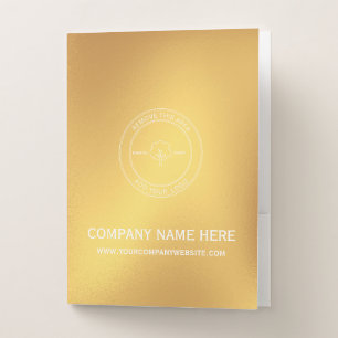 Gold Plate Business Company Custom Logo & Text Pocket Folder