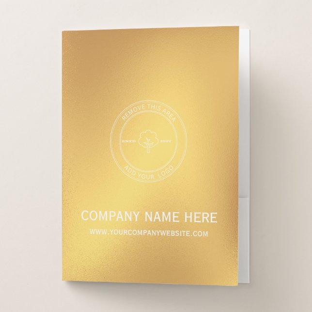 Gold Plate Business Company Custom Logo & Text Pocket Folder (Front)