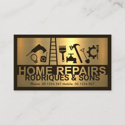 Gold Plate Home Repairs Signage Master Builder Business Card