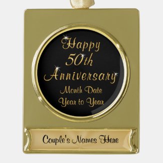 Gold Plate Personalized 50th Anniversary Ornaments