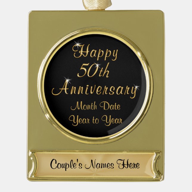Gold Plate Personalized 50th Anniversary Ornaments (Front)