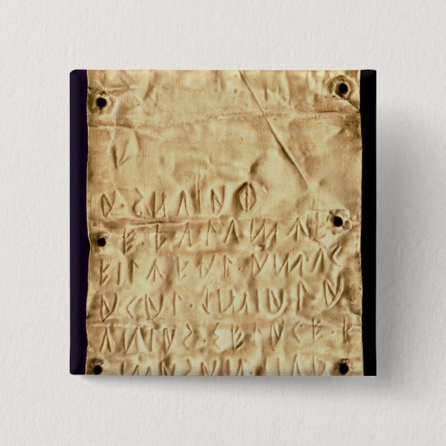 Gold plate with 'brief' Etruscan inscription, from Button (Front)