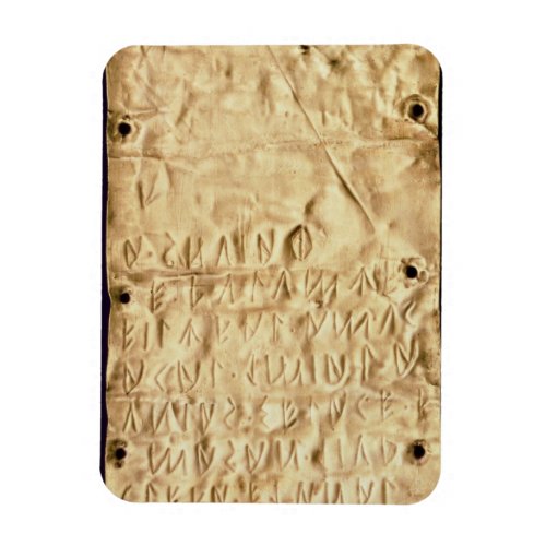 Gold plate with brief Etruscan inscription from Magnet